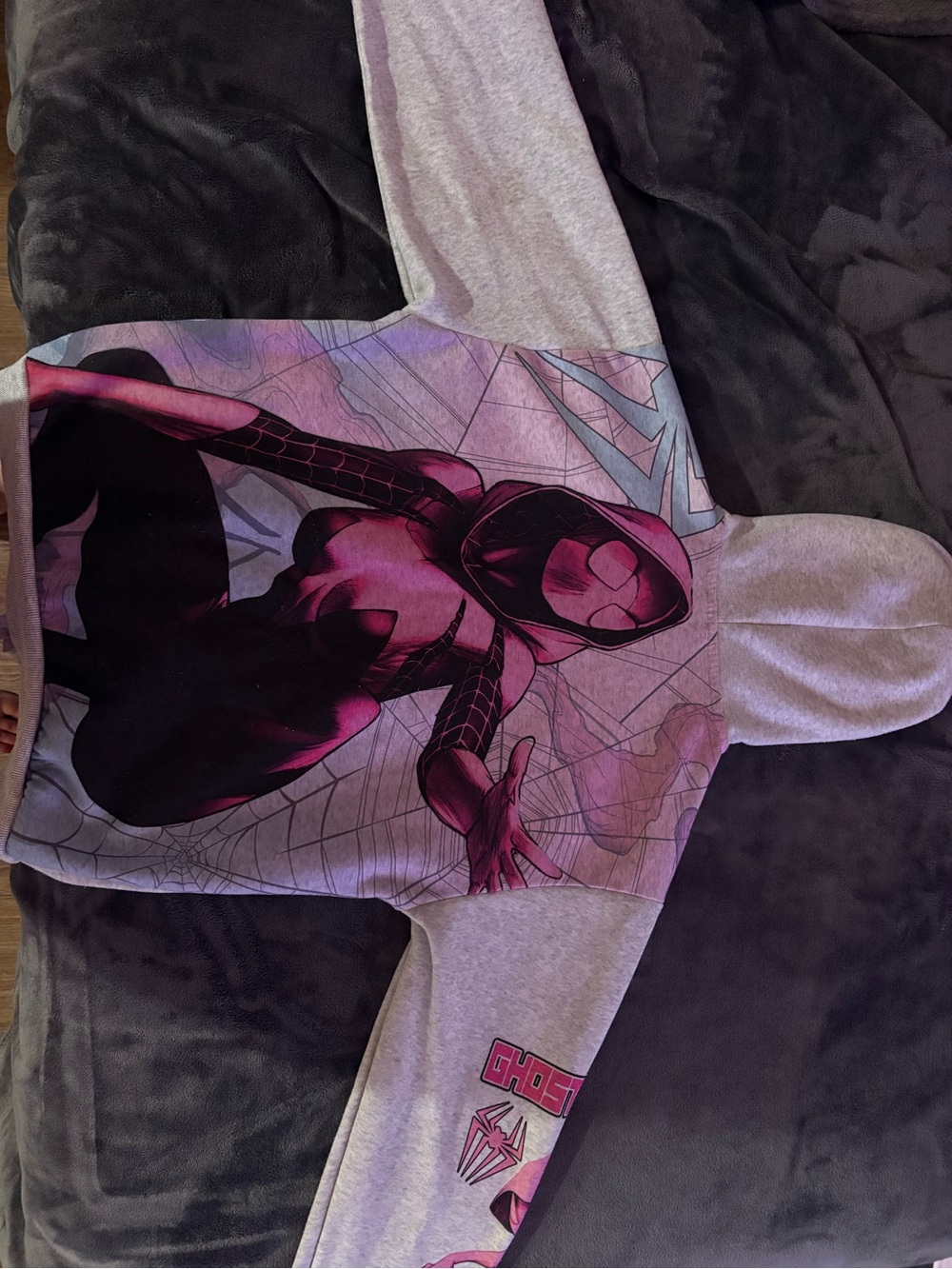 Marvel Girls' Spider-Gwen Pink & Black Graphic Hoodie